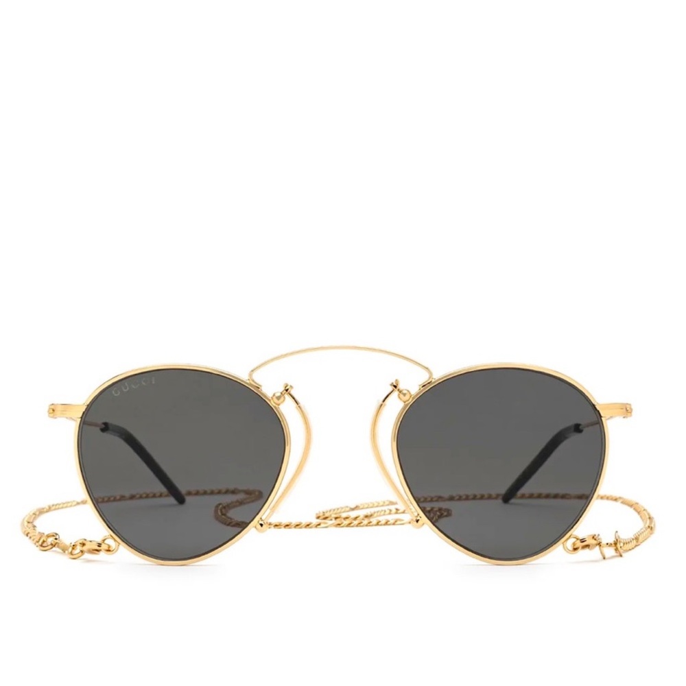 Gucci Gold Frame Sunglasses with Dark Lenses